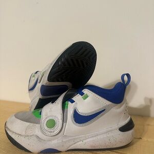 Nike White and Blue Boys Basketball Shoes